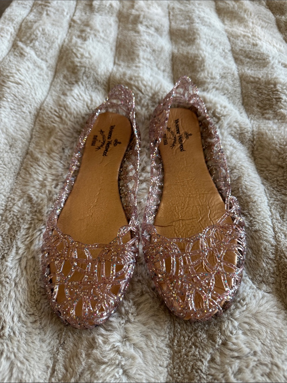 Vivienne Westwood ANGLOMANIA Melissa Glitter Pink Jelly Ballet Flats - Picture 4 of 4